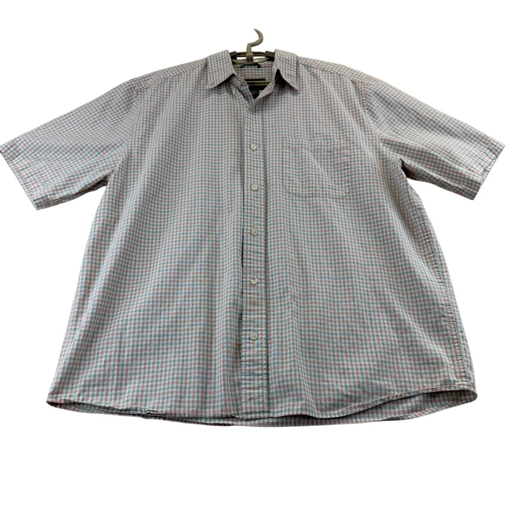 Eddie Bauer Shirt Mens L Multi Gingham Check Short Sleeve Button Up Cotton Top